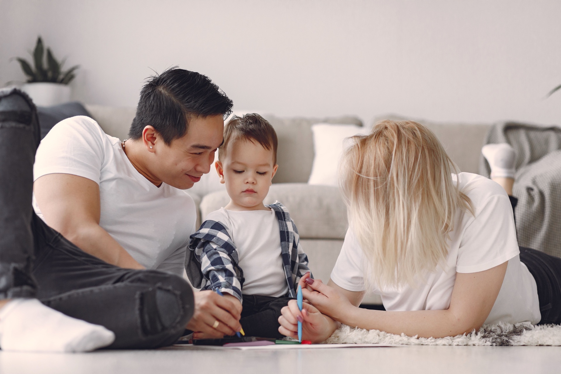 Family at home in a safe environment