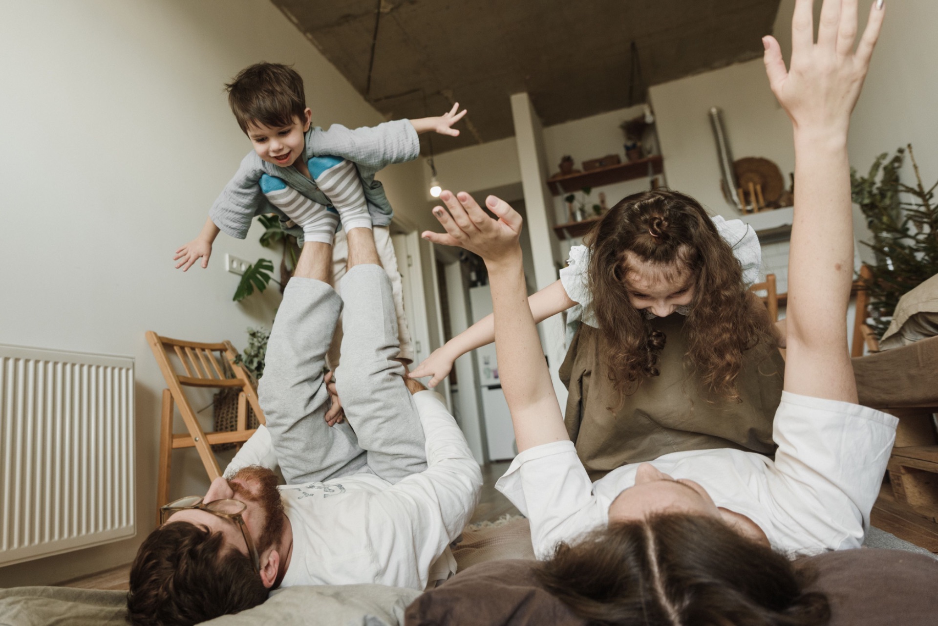 Family playing together at home